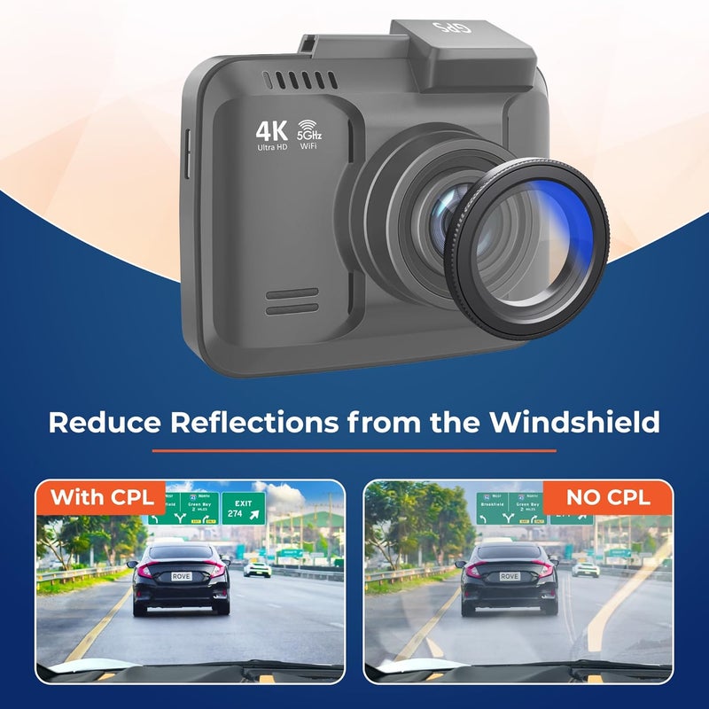 ROVE Ultimate CPL Filter, Anti-Glare Circular Polarizer Lens for R2-4K, R2-4K PRO, and R2-4K Dual Dash Cam Models - Image 5